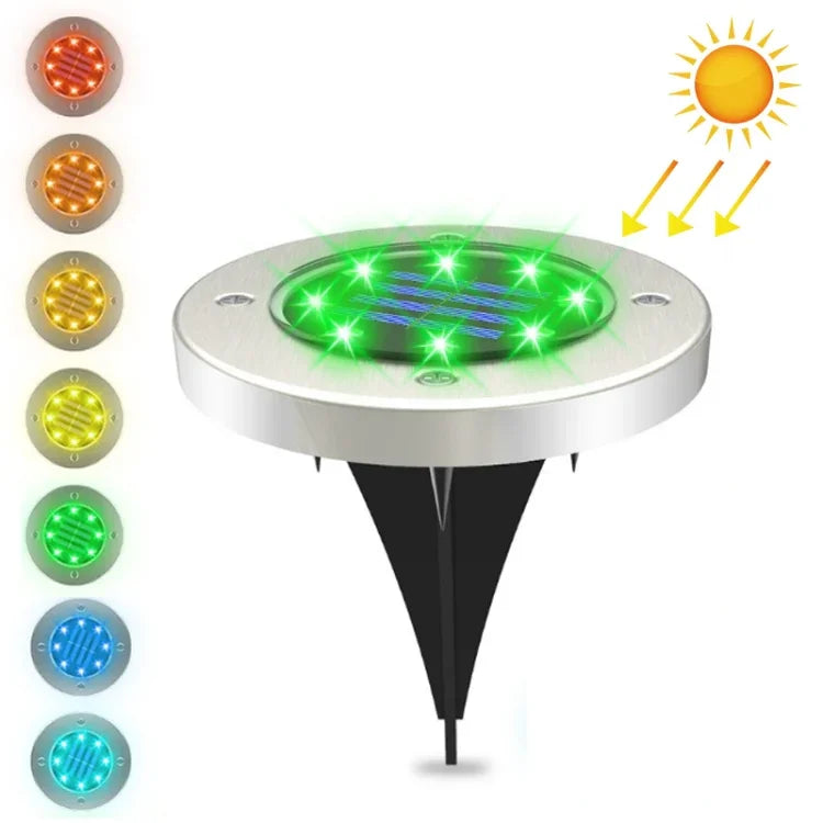 8 LEDs Colorful Dimmable Solar Outdoor Garden Lawn Light Sensor Type Intelligent Light Control Buried Light, 8 LEDs