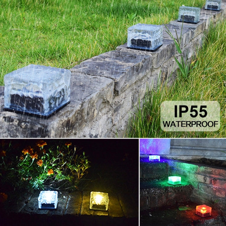 Solar Powered Square Tempered Glass Outdoor LED Buried Light Garden Decoration Lamp IP55 Waterproof，Size: 10 x 10 x 5.2cm, 10 x 10 x 5.2cm