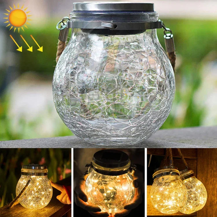 Solar Energy Glass Bottle Pendent Lamp IP55 Waterproof Outdoor Garden Decoration Light, Warm White Light