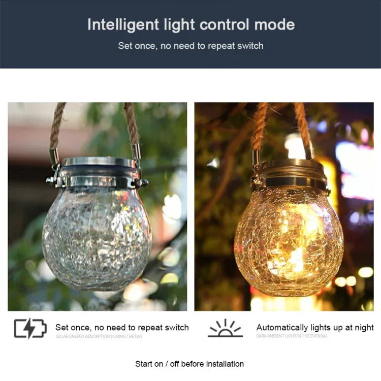 Solar Energy Glass Bottle Pendent Lamp IP55 Waterproof Outdoor Garden Decoration Light, Warm White Light
