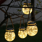 Solar Energy Glass Bottle Pendent Lamp IP55 Waterproof Outdoor Garden Decoration Light, Warm White Light