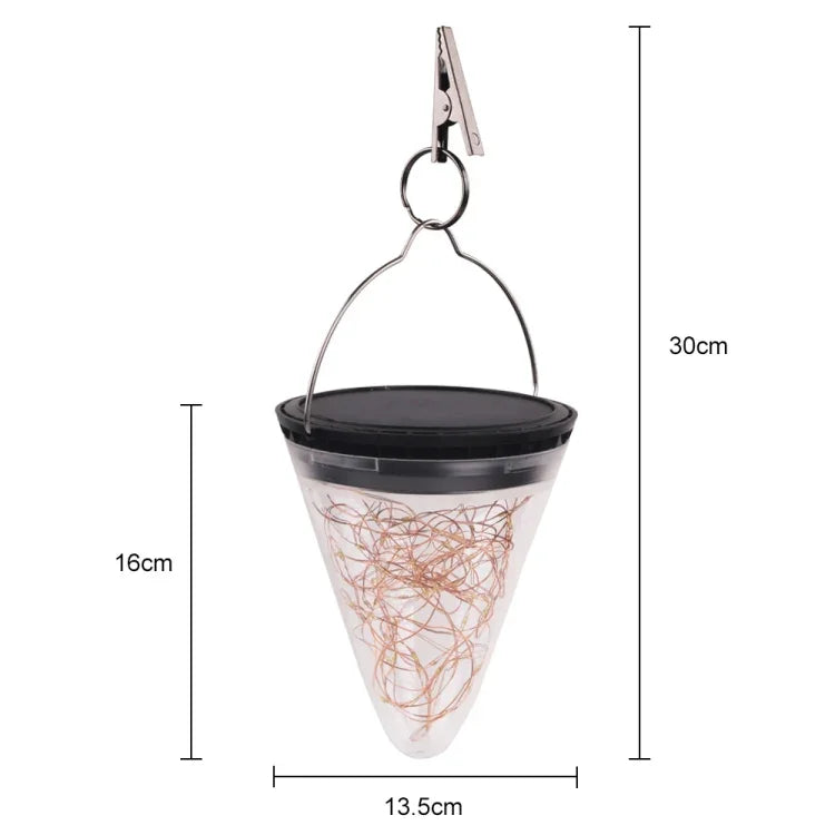 Solar Energy Conical Starlight Pendent Lamp IP55 Waterproof Outdoor Garden Decoration Light