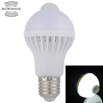 E27 5W 12 LEDs SMD 5730 300LM Infrared Motion Sensor LED Light Bulb, Sensor Distance: 4-6m, AC 220V, E27 5W White Light, E27 5W Warm White