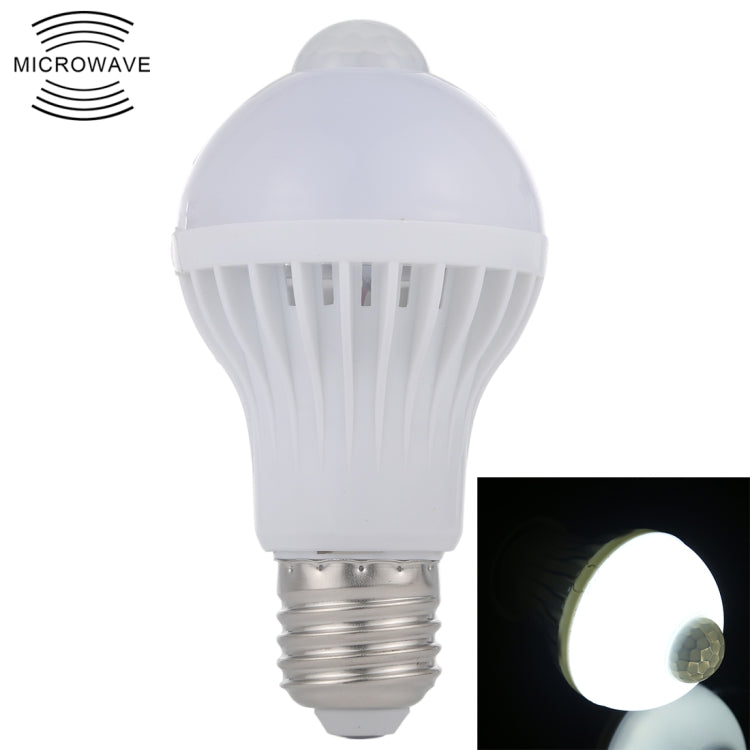 E27 5W 12 LEDs SMD 5730 300LM Infrared Motion Sensor LED Light Bulb, Sensor Distance: 4-6m, AC 220V, E27 5W White Light, E27 5W Warm White