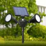 Solar Powered Robot LED Spotlight Double-headed Smart Sensor Light for Outdoor Lawn