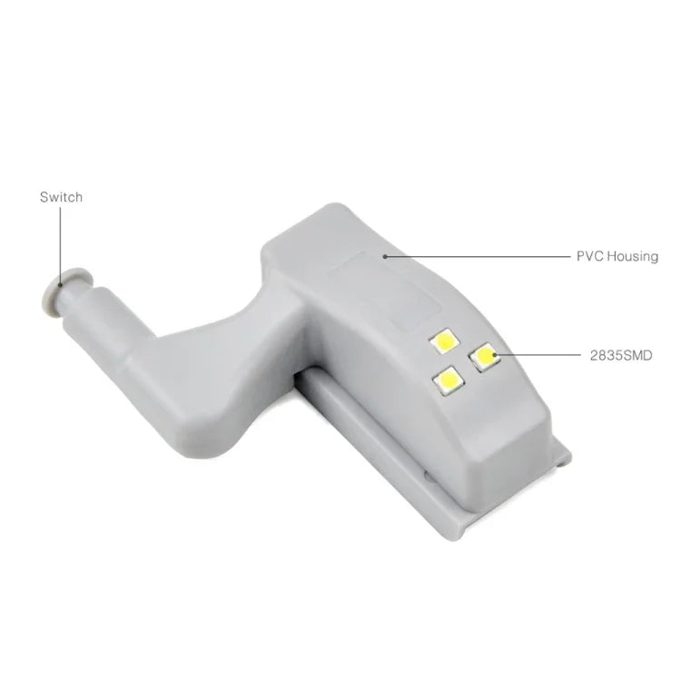 10 PCS 0.3W Universal Inner Hinge LED Sensor lamp Cupboard 3 LEDs Night light Auto ON/OFF Bulb, 10 PCS White Light, 10 PCS Warm White
