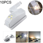10 PCS 0.3W Universal Inner Hinge LED Sensor lamp Cupboard 3 LEDs Night light Auto ON/OFF Bulb, 10 PCS White Light, 10 PCS Warm White