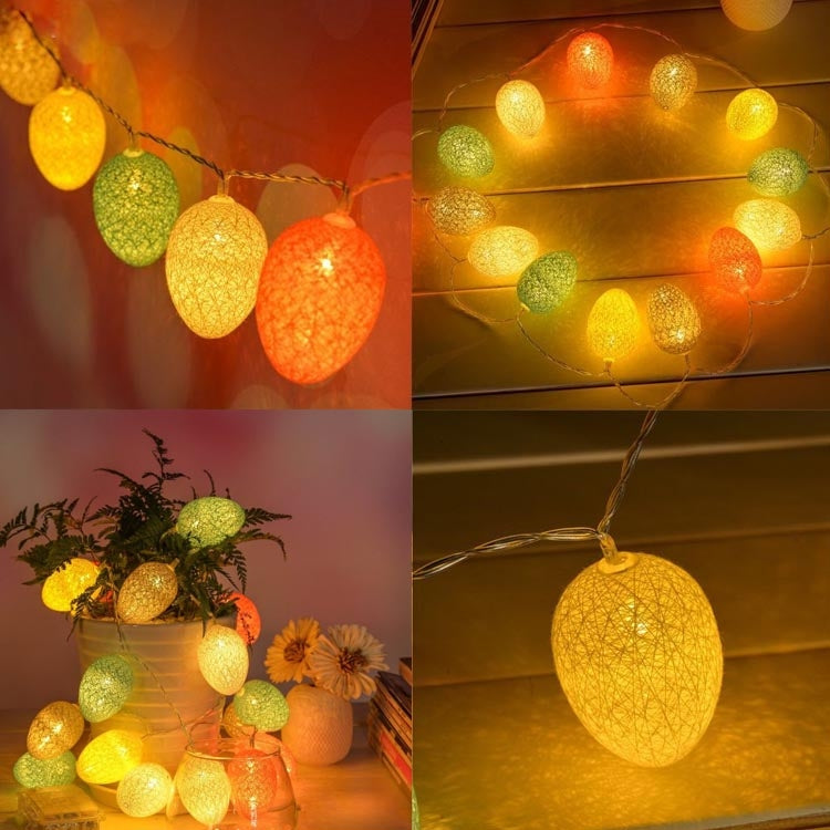 Battery Powered 4.8m 30 LEDs Cotton Thread Colour Egg Lamp String Easter Holiday Party Household Decorative Light, 4.8m(Battery Powered)