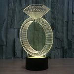 7 Color Discoloration Creative Visual Stereo Lamp Desk Lamp Night Light, Diamond Ring Style