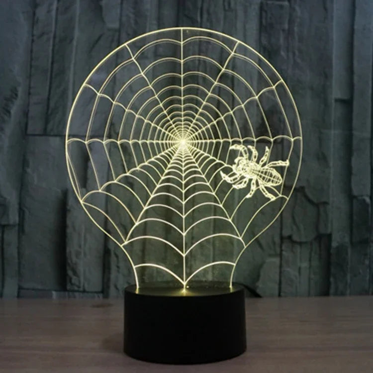 7 Colour Discoloration Creative Visual Stereo Lamp Desk Lamp Night Light, Cobweb Style