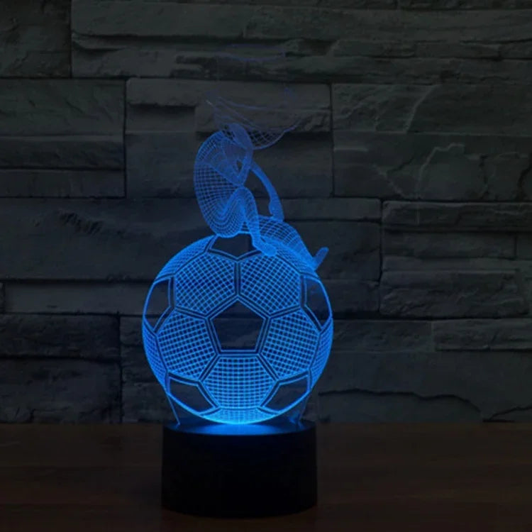 7 Colour Discoloration Creative Visual Stereo Lamp Night Light, Thinking Football Style