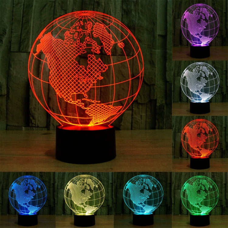 7 Colour Discoloration Creative Visual Stereo Lamp Desk Lamp Night Light, America Globe Style