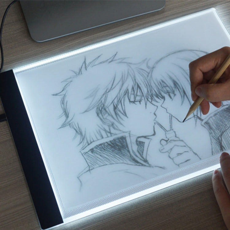 Ultra-thin A4 Size Portable USB LED Artcraft Tracing Light Box Copy Board for Artists Drawing Sketching Animation and X-ray Viewing, No Brightness Control No Charger