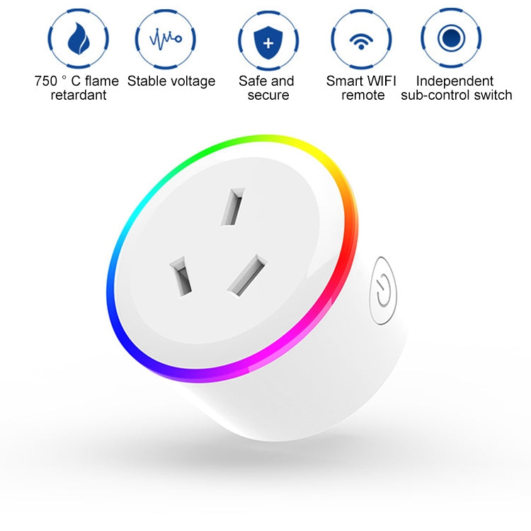 مقبس ذكي للتحكم عن بعد واي فاي بإضاءة RGB بقوة 10 أمبير يعمل مع أليكسا وجوجل هوم وIFTTT، تيار متردد 100-240 فولت، قابس أسترالي، XS-A17