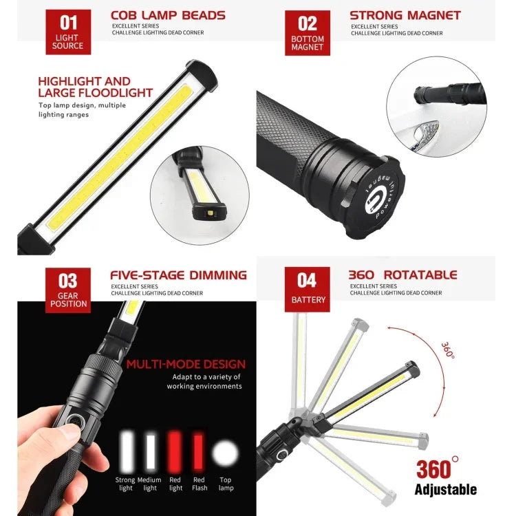 W552 280LM USB Rechargeable Folding Mobile Handheld Work Emergency Light, Size: 13.5 x 3.8cm, W552