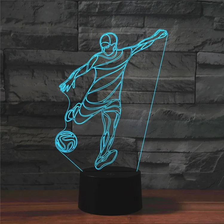 Playing Football Shape 3D Colorful LED Vision Light Table Lamp, USB & Battery Version, USB & Battery Version