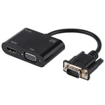 محول 2 في 1 من VGA إلى HDMI + VGA 15 دبوس HDTV مع صوت