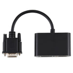 محول 2 في 1 من VGA إلى HDMI + VGA 15 دبوس HDTV مع صوت