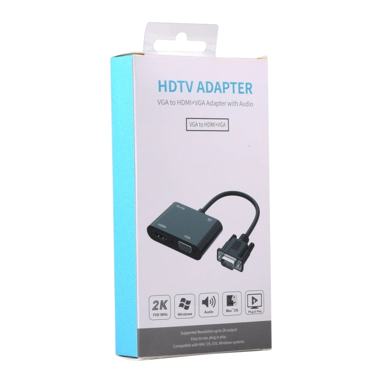 محول 2 في 1 من VGA إلى HDMI + VGA 15 دبوس HDTV مع صوت