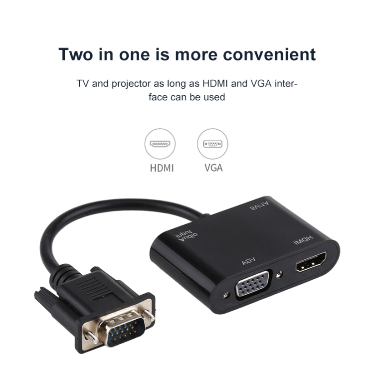 محول 2 في 1 من VGA إلى HDMI + VGA 15 دبوس HDTV مع صوت