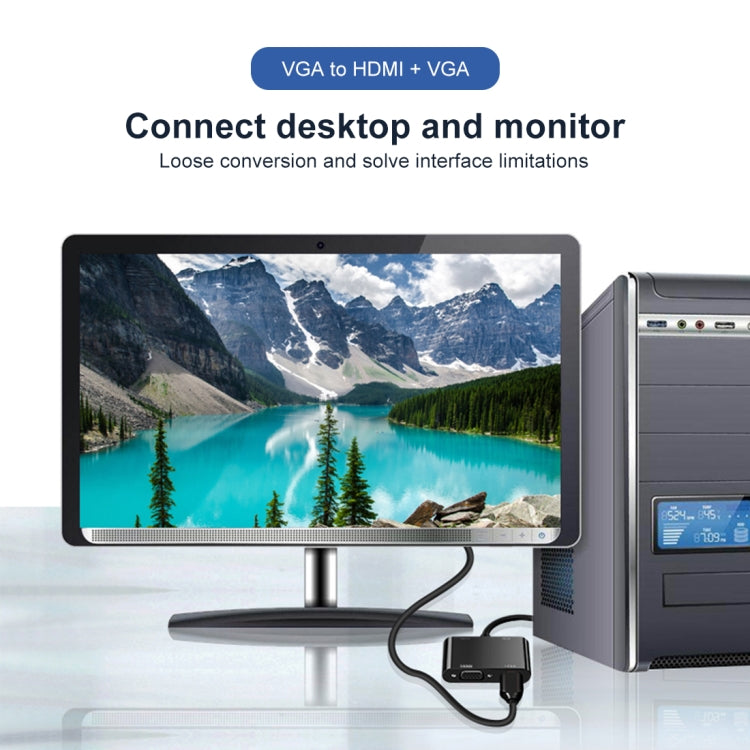 محول 2 في 1 من VGA إلى HDMI + VGA 15 دبوس HDTV مع صوت