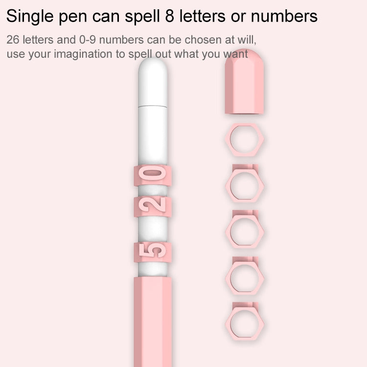 LOVE MEI غطاء حماية سيليكون لقلم Apple Pencil 1 بتصميم أرقام وحروف، لقلم Apple Pencil 1