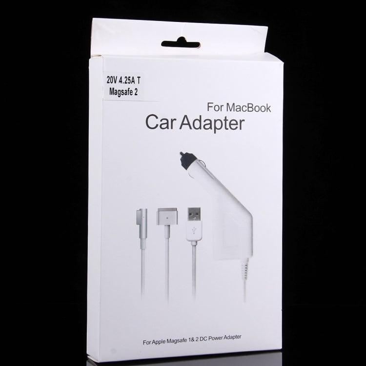 شاحن سيارة MagSafe 2 بقوة 85 واط 20 فولت 4.25 أمبير بتوصيل 5 دبابيس على شكل T مع منفذ USB واحد لأجهزة Apple Macbook A1398 / A1424 / MC975 / MC976 / ME664 / ME665، الطول: 1.7 متر، 85 واط 20 فولت 4.25 أمبير