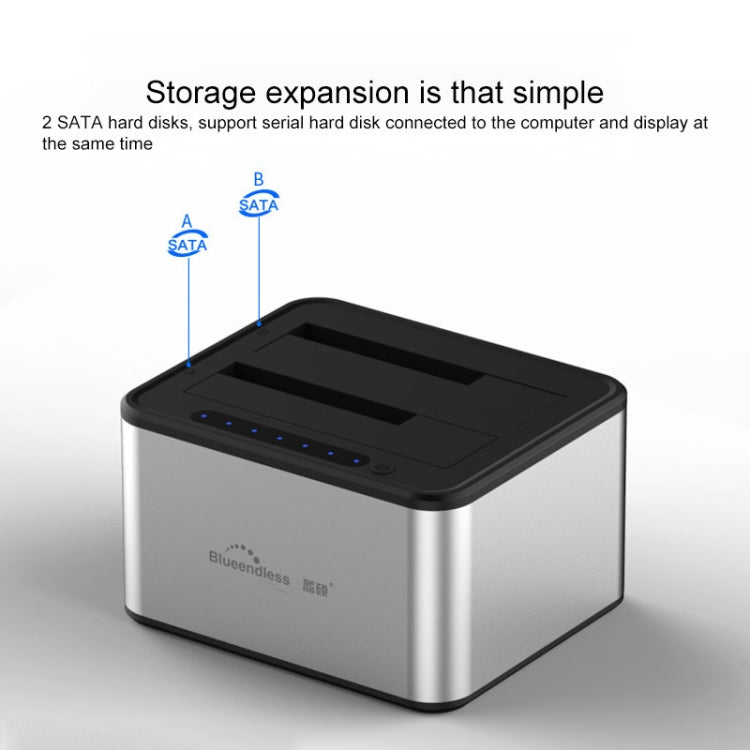 قاعدة نسخ خارجية للقرص الصلب Blueendless SATA USB 3.0 بمقاس 2.5 / 3.5 بوصة مع مكانين
