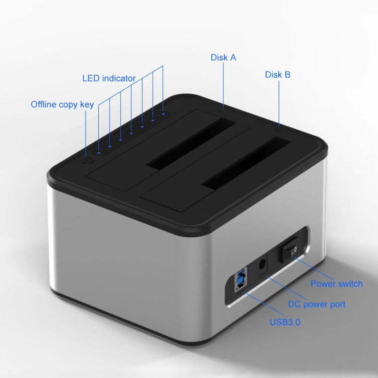 قاعدة نسخ خارجية للقرص الصلب Blueendless SATA USB 3.0 بمقاس 2.5 / 3.5 بوصة مع مكانين