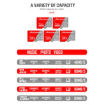 MICRODATA 128GB Class10 Red and Grey TF(Micro SD) Memory Card, 128GB