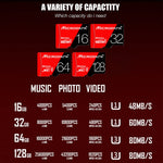 MICRODATA 64GB High Speed U3 Red and Black TF(Micro SD) Memory Card, 64GB