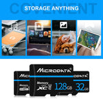 MICRODATA 128GB U3 Blue Line and Black TF(Micro SD) Memory Card, 128GB
