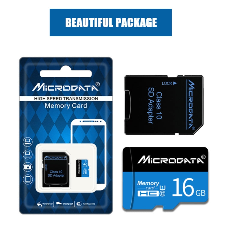 MICRODATA 16GB U1 Blue and Black TF(Micro SD) Memory Card, 16GB