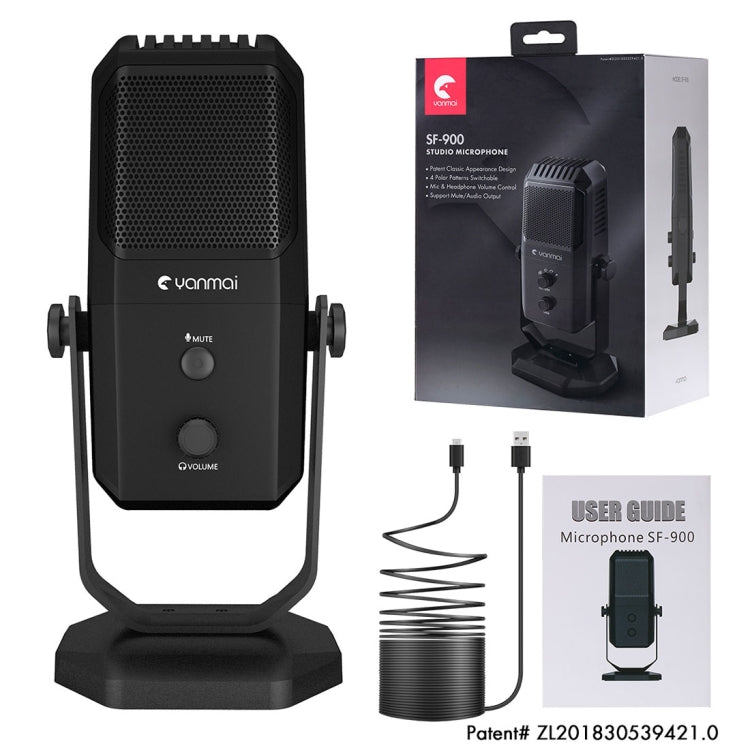 ميكروفون مكثف استوديو متعدد الوظائف بأربع اتجاهات Yanmai SF-900 مع حامل مكتبي