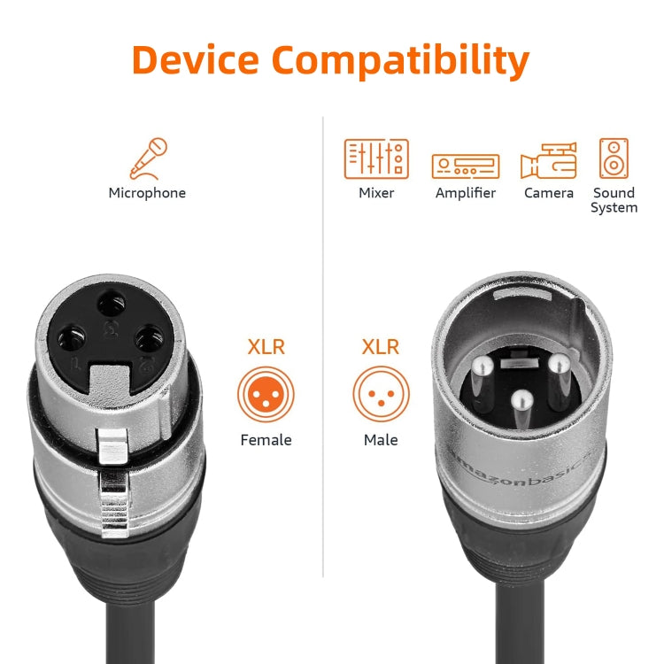 كابل ميكروفون بطول 3 أمتار، XLR ذكر 3 دبابيس إلى XLR أنثى