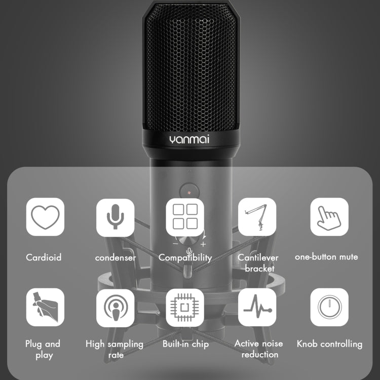 مجموعة ميكروفون تسجيل USB يانماي Q10B، Q10B