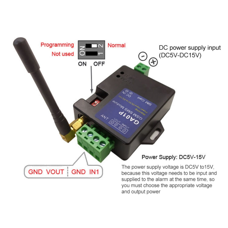 وحدة إنذار هاتف GSM ذكية صغيرة مع إيقاف تشغيل تلقائي وإرسال رسائل SMS، GA01P