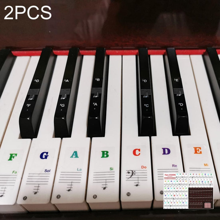 2 PCS 88 / 61 / 54 / 49 Keys Piano Electronic Organ Keyboard Hand Roll Piano Notation Musical Scale Transparent Sticker, 2 PCS Musical Scale Transparent Sticker