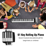 61 Keys Portable Flexible Roll Up Electronic Soft Keyboard Piano with Speakers, 61 Keys