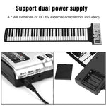 61 Keys Portable Flexible Roll Up Electronic Soft Keyboard Piano with Speakers, 61 Keys