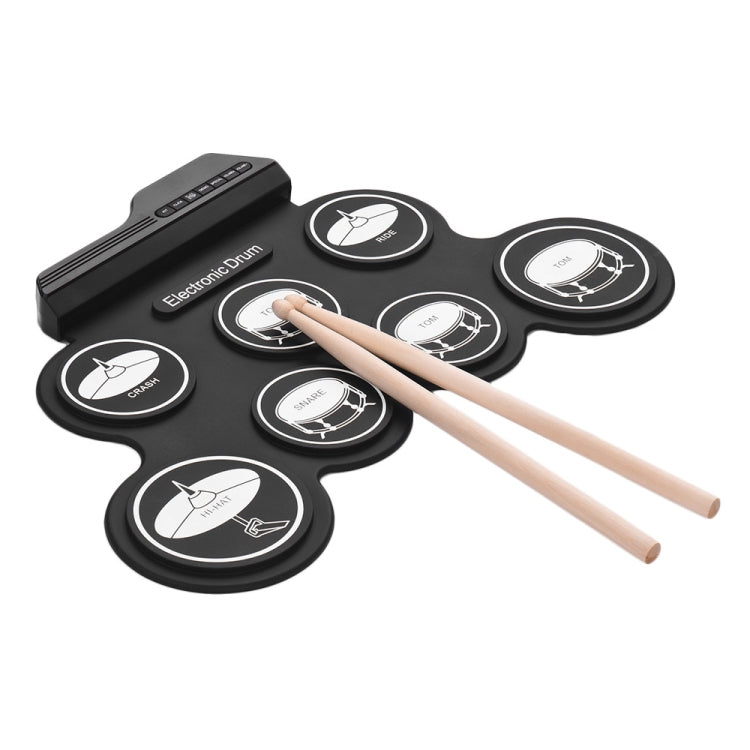 Portable Silicone Hand Roll USB Electronic Drum, Black Icon Version, Electronic Drum Black Icon Version