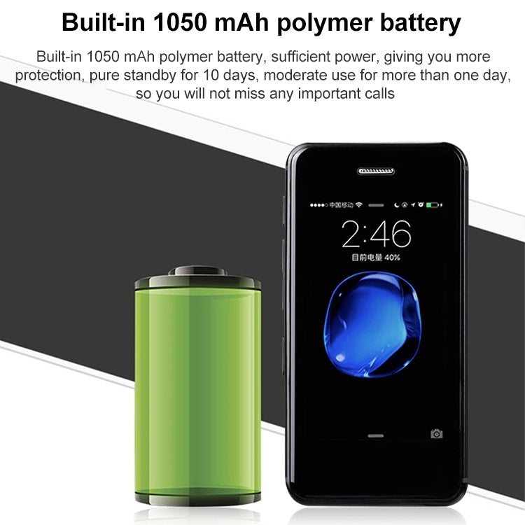 2,45 pouces, Android 5.1, processeur quadricœur MTK6580, compatible Bluetooth/Wi-Fi, réseau : 3G