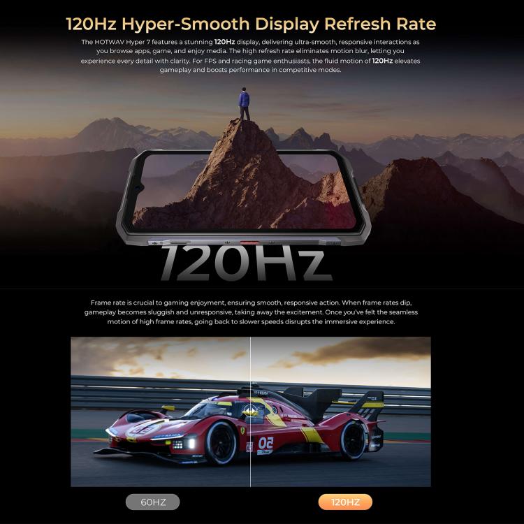 HOTWAV Hyper 7 Rugged Phone, 8 GB + 256 GB, 10800 mAh, 6,6 Zoll, Android 14, MediaTek Dimensity 7050 5G, Netzwerk: 5G, OTG, NFC