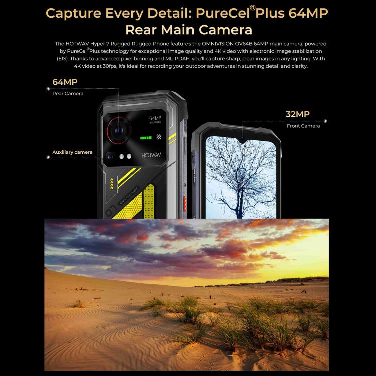 HOTWAV Hyper 7 Rugged Phone, 8 GB + 256 GB, 10800 mAh, 6,6 Zoll, Android 14, MediaTek Dimensity 7050 5G, Netzwerk: 5G, OTG, NFC