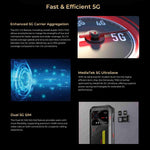 HOTWAV Hyper 7 Rugged Phone, 8 GB + 256 GB, 10800 mAh, 6,6 Zoll, Android 14, MediaTek Dimensity 7050 5G, Netzwerk: 5G, OTG, NFC