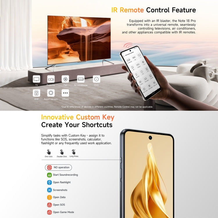 Ulefone Note 18 Pro, 6 GB + 256 GB, Gesichtserkennung & seitlicher Fingerabdrucksensor, 6,78 Zoll, Android 14, MediaTek Helio G91 MTK6769 Octa-Core-Prozessor, Netzwerk: 4G, Dual-SIM, OTG, NFC