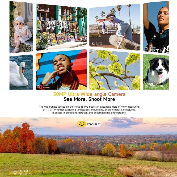 Ulefone Note 18 Pro, 6 GB + 256 GB, Gesichtserkennung & seitlicher Fingerabdrucksensor, 6,78 Zoll, Android 14, MediaTek Helio G91 MTK6769 Octa-Core-Prozessor, Netzwerk: 4G, Dual-SIM, OTG, NFC