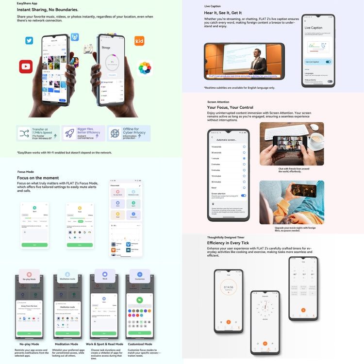 Blackview Oscal FLAT 2, 4 GB + 128 GB, 6,6 Zoll, Android 14, Unisoc T606 Octa-Core-Prozessor, Netzwerk: 4G, 6 GB + 256 GB