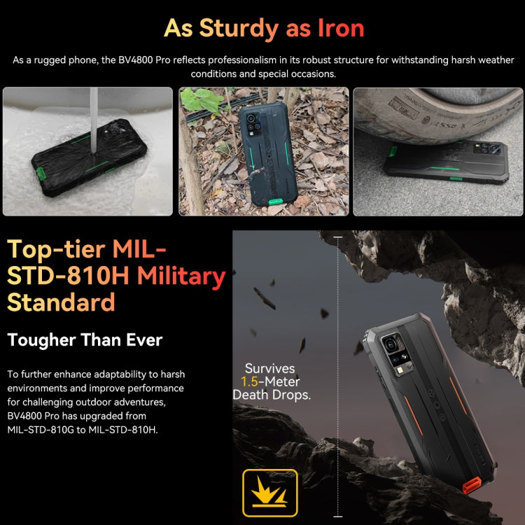 Blackview BV4800 Pro, 4 GB + 128 GB, IP68/IP69K/MIL-STD-810H, 6,56 Zoll Android 14 Unisoc T606 Octa Core, Netzwerk: 4G, OTG