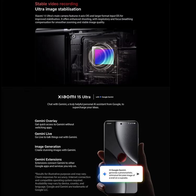 Xiaomi 15 Ultra Global, 16GB+512GB, 3D Ultrasonic Fingerprint, 200MP Camera, 6.73 inch Xiaomi HyperOS 2 Snapdragon 8 Elite Octa Core 3nm, NFC, Network: 5G, Xiaomi 15 Ultra Global, 16GB+512GB (Black)